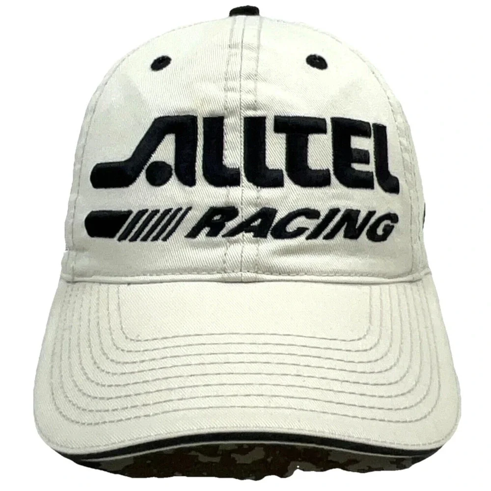 Nascar‎ Hat Cap Strap Back Tan White Ryan Newman Alltel Racing Y2K Dad Baseball